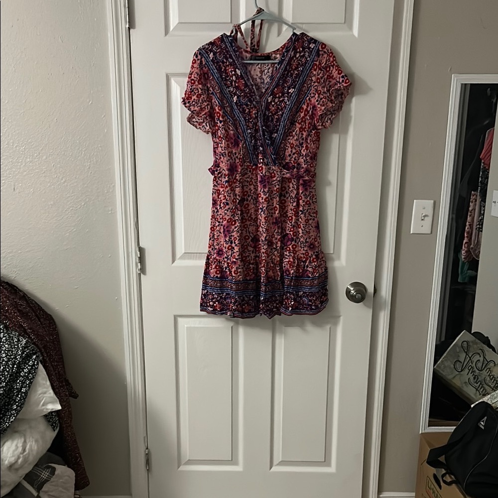 Floral Pink and Blue Women's Dress